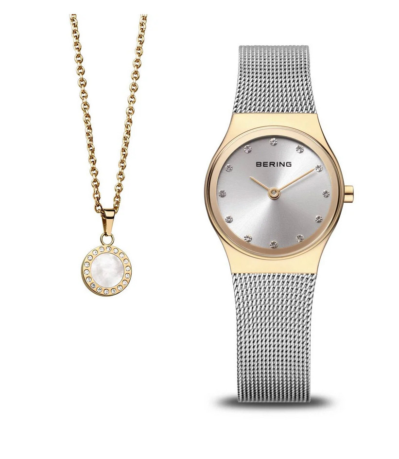 Bering Women’s Silver/Gold Round Face Watch 12924-001