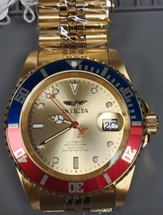Invicta Pro Diver 29183 Men’s Automatic Gold Watch Red Blue Bezel 42mm