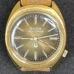 Rare Vintage Men’s 1976 BULOVA ACCUTRON G3592 N6 2180 Brown Dial Gold Case Watch