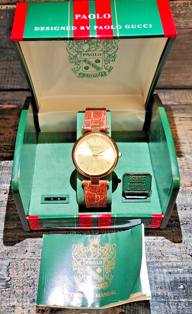 PAOLO GUCCI PLPG 233 SR626SW Japan Movement Genuine Diamond In Box W/Manual Good