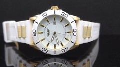 Deporte 9899 White Dial & Rubber Strap Gold Tone Case Men’s Watch – GREAT GIFT