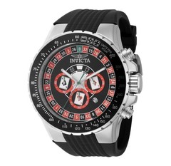 Invicta Roulette Men’s Quartz Chronograph 52mm Silver/Black Rubber Watch w/ Box