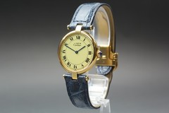 Near MINT Cartier Must de Vendome LM Vermeil 1861 30mm Quartz Roman Dial Unisex