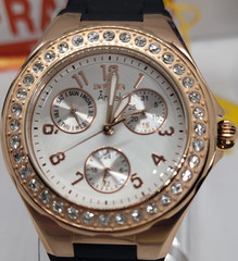 284 invicta 38mm angel rose gold diamond bezel white dial black silicone strap