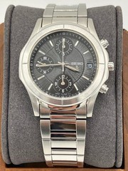 SEIKO 7T92-0BN0 Lukia LK Chronograph Men’s Watch Black Silver Used Japan