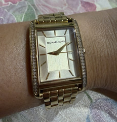 Michael Kors MK3128 Gold-Tone Rectangle Silver Dial 22mm Quartz Bracelet 30ml