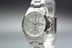 Read! [N MINT] Seiko 7T92-0DW0 Chronograph White Qz Men’s Watch Vintage JAPAN