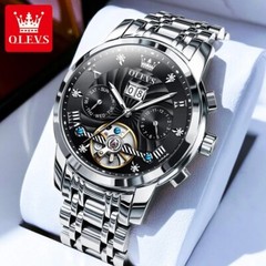 Automatic Mechanical Watch Men’s OLEVS Waterproof Luxury Skeleton Date Men Strap