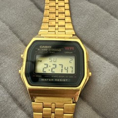 Casio Gold Digital Wristwatch Alarm Chronograph Water Resistant Stainless Steel