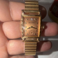 Vtg 1958 Bulova Senator H Scalloped Case Salmon Dial Men’s Watch 10K RGP RUNNING