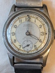 Antique Strand Military Steel Watch Sub Seconds Running 29mm Stretch 1940s