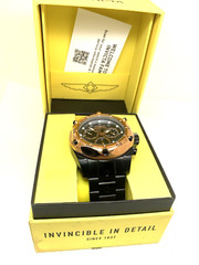 Invicta Men’s Watch 31613 Pro Diver Quartz Black Steel Rose Gold Bezel 51mm