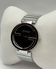 Gucci Interlocking G Stainless Steel Black Dial Quartz Ladies Watch YA133307