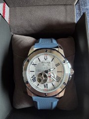 Bulova Marine Star Automatic 200m 44mm Silver Dial Blue/Red Rubber Box