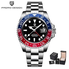 PAGANI DESIGN GMT Mechanical Wristwatch Sapphire Ceramic Bezel Automatic Steel