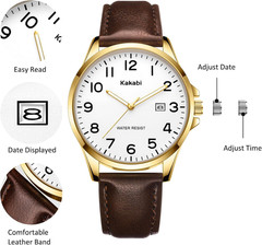 Watch for Men, Fashion Minimalist Wrist 40MM, 01-Brownwhite