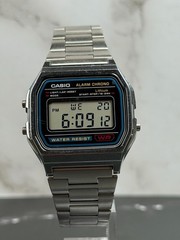 Vintage Casio A158W Alarm Chronograph Digital Watch Stainless Steel Running