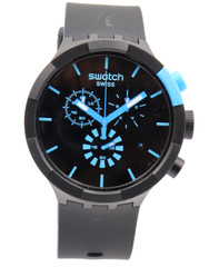 New Swiss Swatch Big Bold Chrono CHECKPOINT BLUE Men Watch 47mm SB02B401 $160