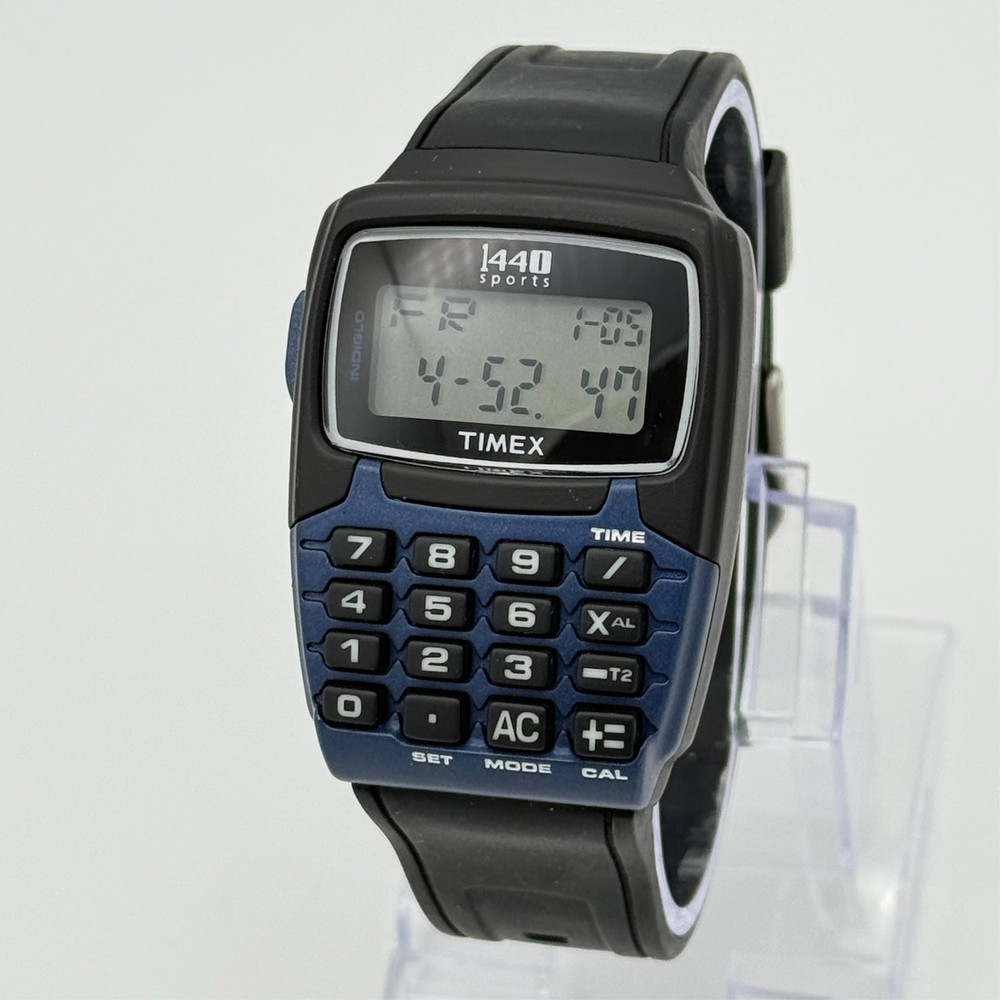 Men’s TIMEX 1440 Sports Calculator Digital Multifunction Watch, Blue/Black, Runs