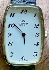 GENTS 25mm x 35mm “Lorenz Edox” TONNEAU 17 Jewels RARE Double Signed SWISS Watch