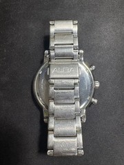 SEIKO ALBA Worldmap Chronograph Watch Silver Metal From Japan
