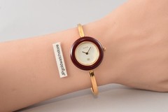 BOX Vintage GUCCI Change Bezel 11/12 Red Women’s Gold Qz 165mm Watch JAPAN