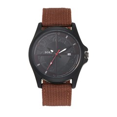 Mens Military Sports Woven Nylon Strap Simple Calendar Quartz Analog Wrist Watch