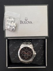 Mens Bulova C860841 Stainless Steel Day Date 24hr Calendar Watch