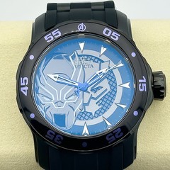 Invicta Marvel BLACK PANTHER Limitd Edition 48mm Black Dial Poly Strap Watch NEW