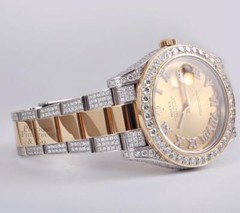 Rolex Datejust II 2 Tone 41mm Watch-VS1 Fully Iced Flooded Diamonds-Roman Dial