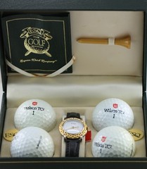 ESQ The Golf Watch Gift Set Vintage Swiss Quartz Leather Band Golf Ball Dial Box