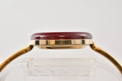 BOX Vintage GUCCI Change Bezel 11/12 Red Women’s Gold Qz 165mm Watch JAPAN