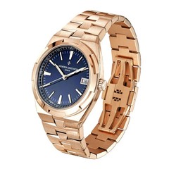 Vacheron Constantin Overseas Watch 41MM Blue Index Hour Markers Dial Rose Gold