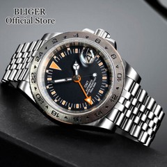 BLIGER Japan NH34A 39mm Luminous NH34 GMT Automatic Watch Men Screwdown Crown