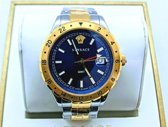 Versace Hellenyium V11060017 GMT Blue Dial Dual Tone Rose Gold Men’s Watch