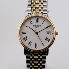 Tissot 1853 T870/970 Quartz Two Tone Date Roman Dial Mens Watch New Battery