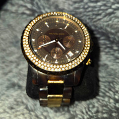 Michael Kors Women’s Analog Chronograph Date Resin Brown/Gold Bracelet Watch