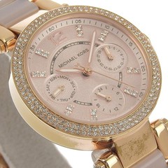 Michael Kors Day Date Watch MK6110 Stainless Steel Acetate Rose Gold Quartz Mult