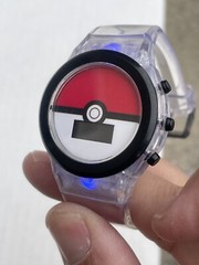 2016 Nintendo Pokémon Pokeball LCD Watch Clear Band Light-Up Face Needs Battery