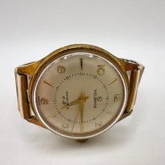 Vintage Helbros Men Wristwatch Gold Filled Stainless Band 32mm NOT WORKING AS-IS