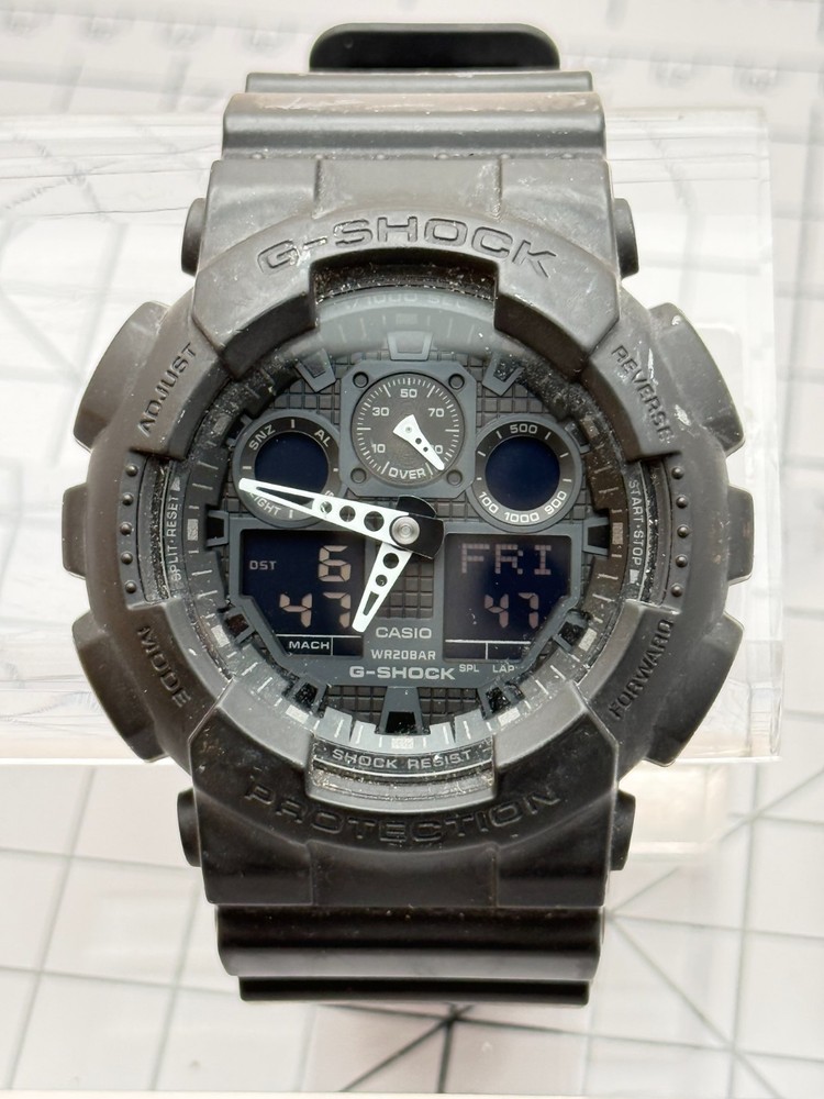 Casio GA-100-1A1 G-Shock 51mm Quartz Ana-Digi Chronograph New Battery