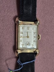 Vintage Bulova 21j 7AK Manual Wriswatch Geometric Lugs 10K GF Case circa 1948