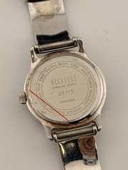 NOS Ecclissi 23110 Sterling Silver Watch Turquoise Dial Black Leather Stitching