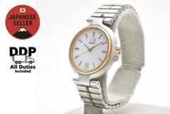 Vintage [ EXC+3 ] Dunhill Millennium TPQ White Dial 32mm Date Men’s Qz Watch
