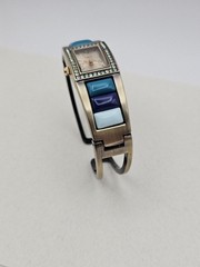 Beautiful Blue Cuff Watch pave’ diamonds Turquoise, blue and teal colors New