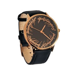Lord of the Rings Wristwatch with Elvish Inscription of One Ring with Genuine Leather…