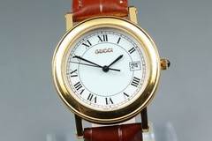 [Near MINT] GUCCI 7200M 34mm White Dial Gold Quartz Men’s Watch From JAPAN