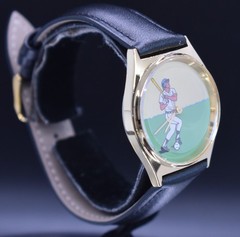 Vintage BASEBALL PLAYER Rotating Ball Watch Men Animated NEW BATTERY & BAND