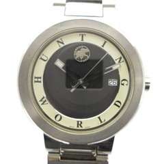 Hunting World SHW-02M Quartz Mens Watch 33mm Stainless Steel Black Dial