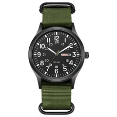 TPW Field Watch Quartz Movement Easy Read Dial 24 Hour Display Fabric Strap